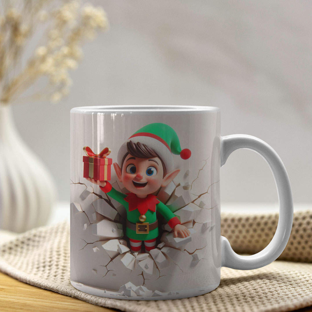 4 Artes para Caneca Duende De Natal 3d Arquivo em Jpg  1
