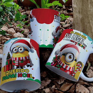 7 Artes para Caneca Minions Natal Arquivo Editável 