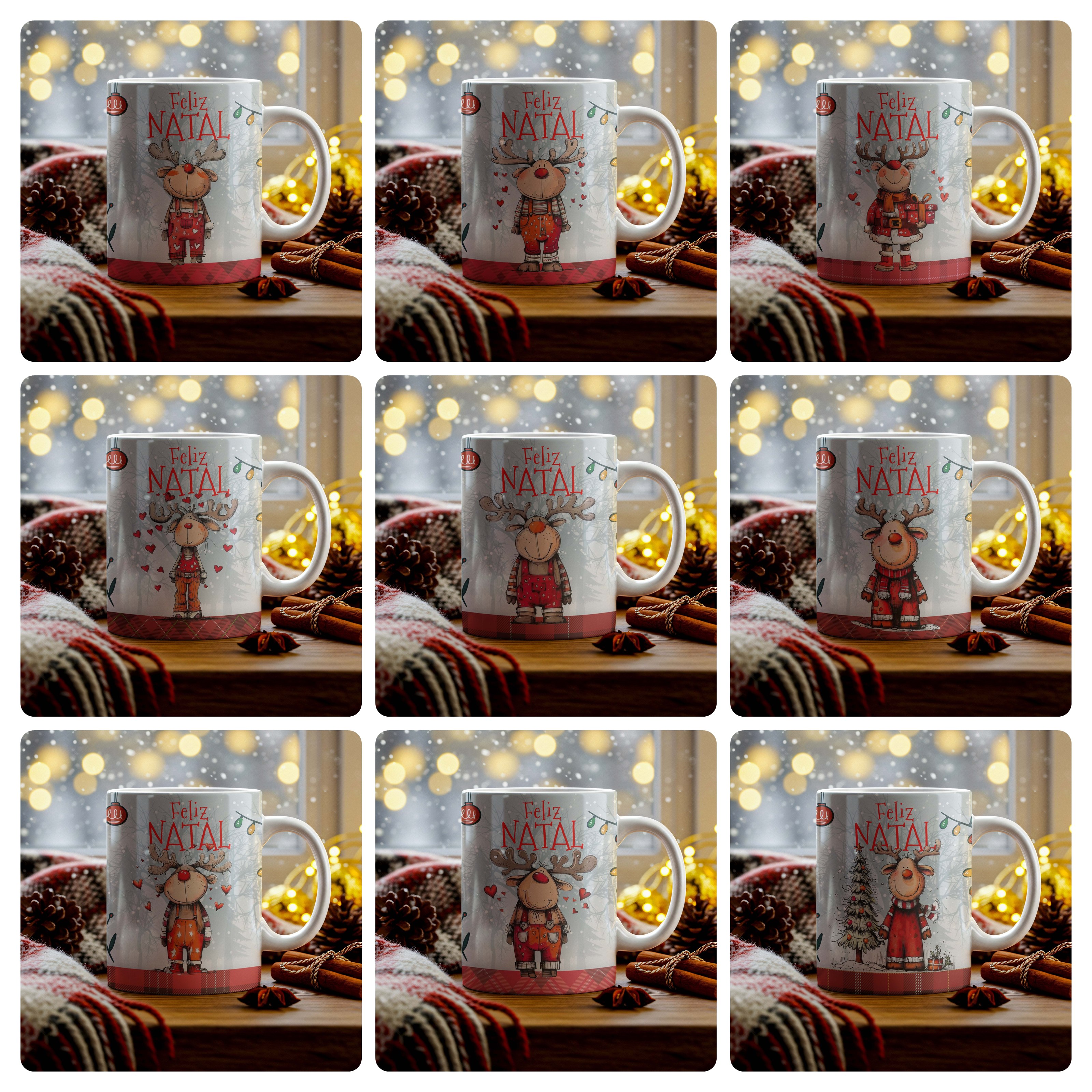 18 Artes para Caneca Renas de Natal Arquivo em Jpg  1