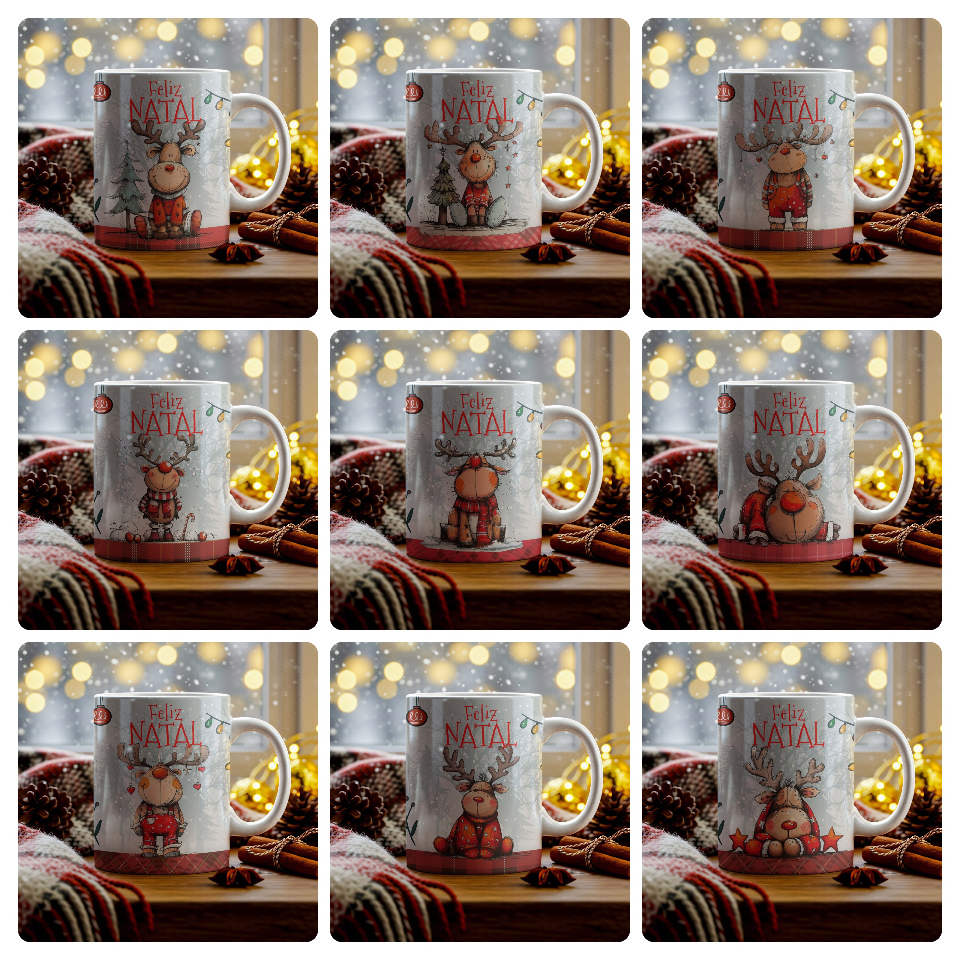 18 Artes para Caneca Renas de Natal Arquivo em Jpg  2