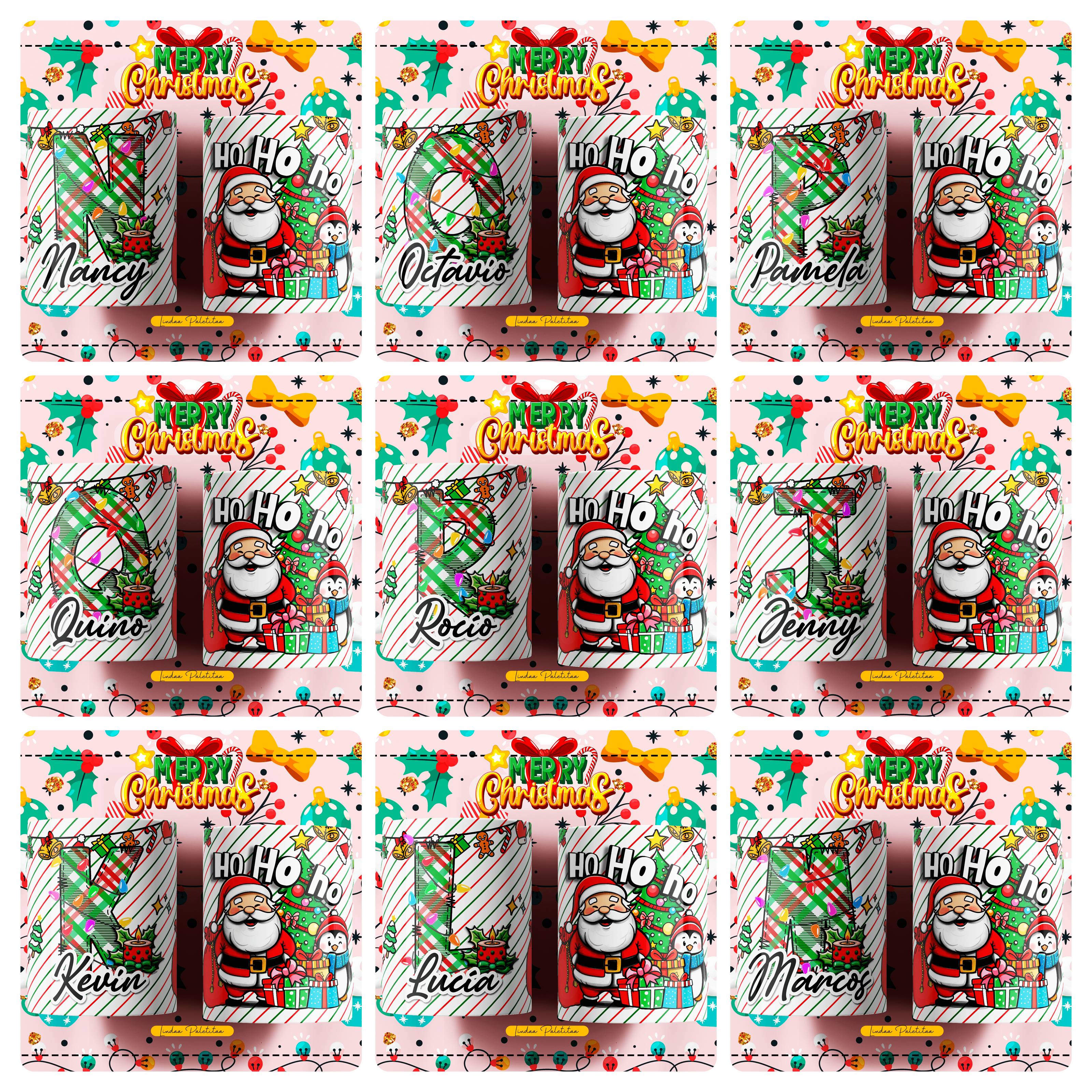 26 Artes para Caneca Alfabeto Papai Noel Arquivo Editável  1