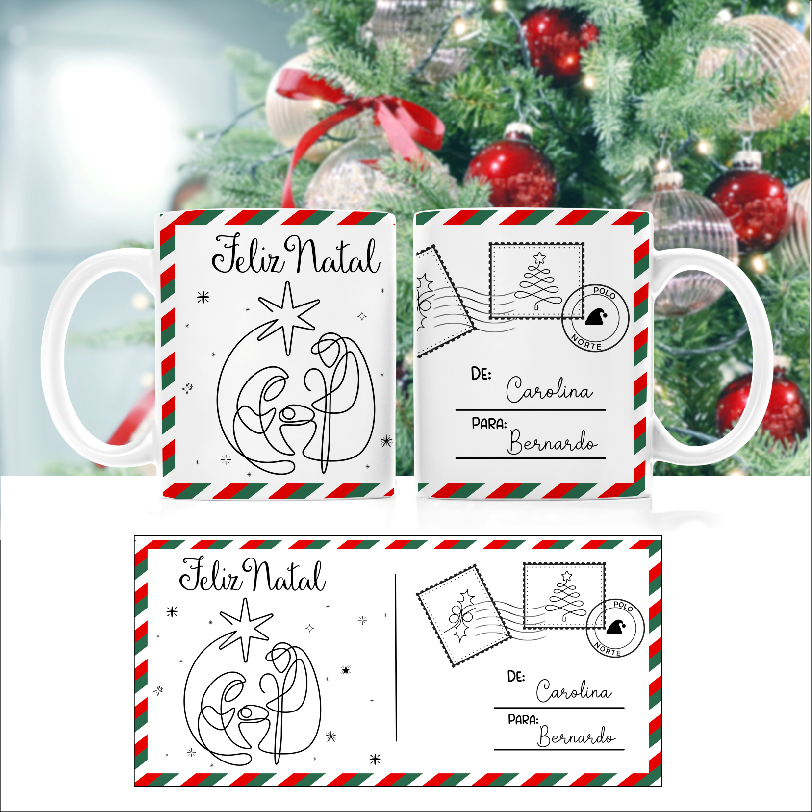 30 Artes para Caneca Natal em Linhas Arquivo em Png  3