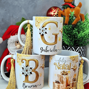 52 Artes para Caneca Alfabeto Dourado e Prata Natalino Arquivo em Png 