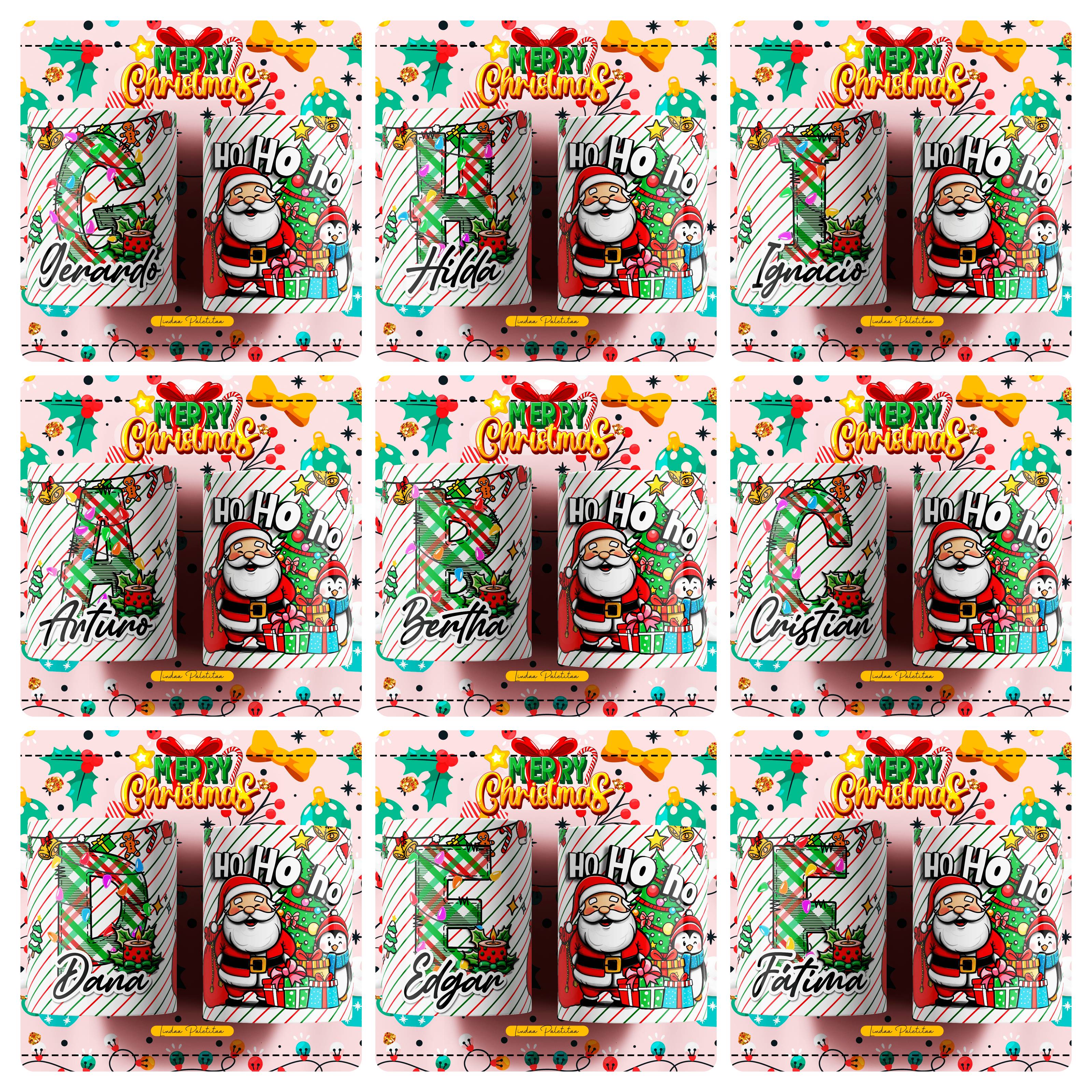 26 Artes para Caneca Alfabeto Papai Noel Arquivo Editável  2