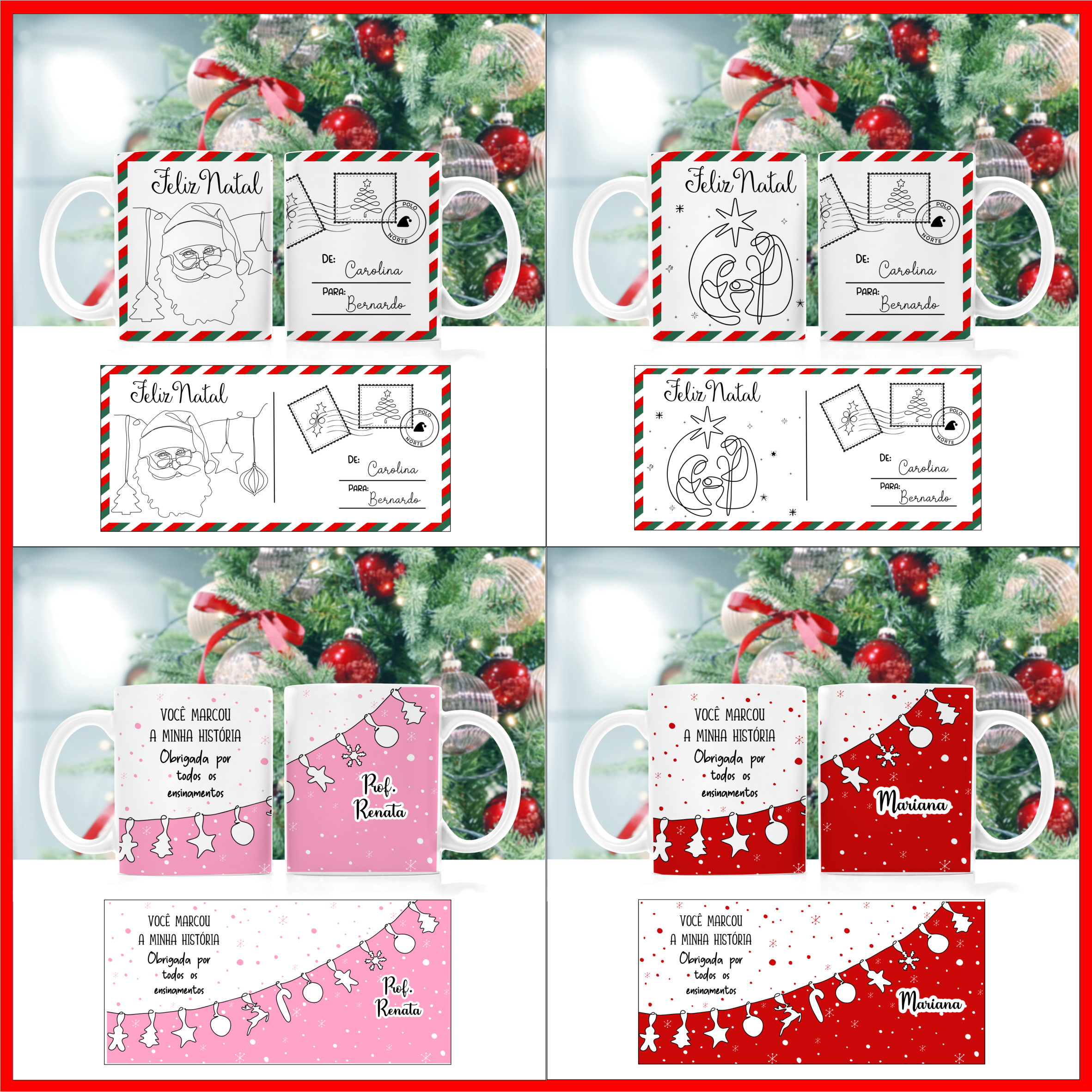 30 Artes para Caneca Natal em Linhas Arquivo em Png  4