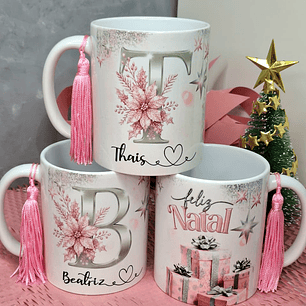 52 Artes para Caneca Alfabeto Dourado e Prata Natalino Arquivo em Png 