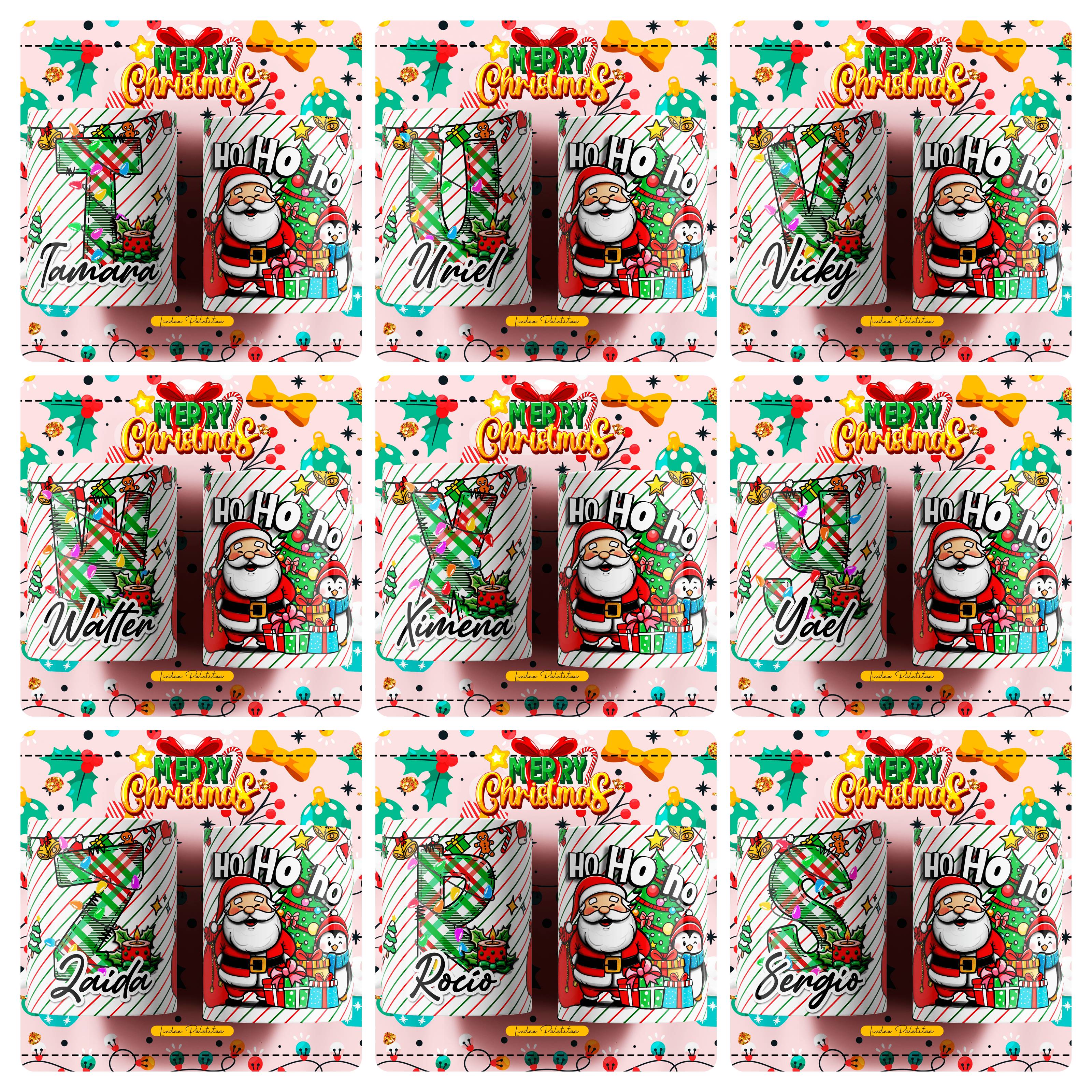 26 Artes para Caneca Alfabeto Papai Noel Arquivo Editável  3