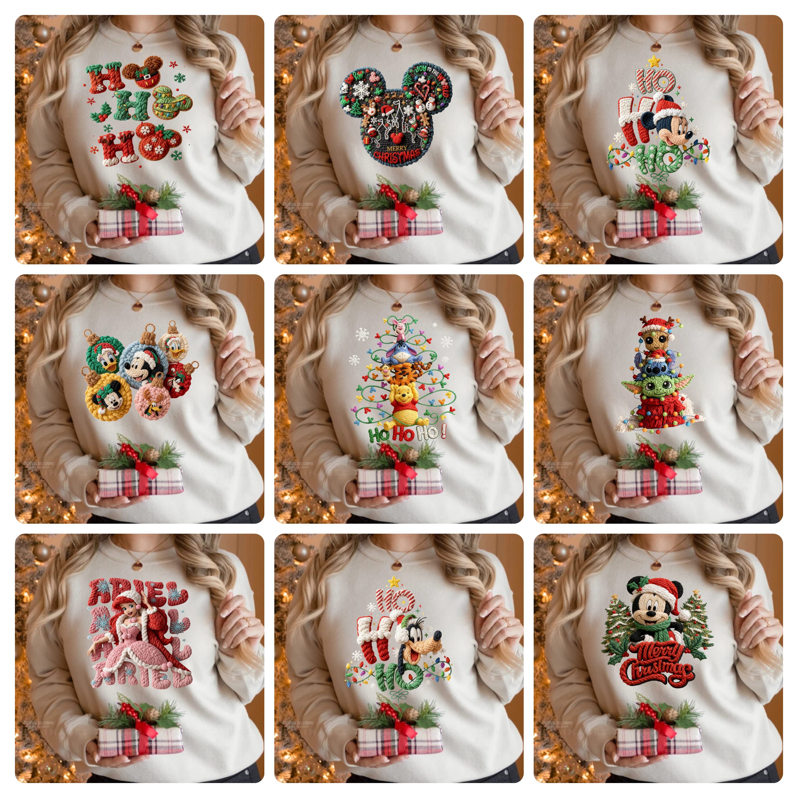 140 Artes para Camisa Tecidos de Croche Natal Arquivo em Png 5