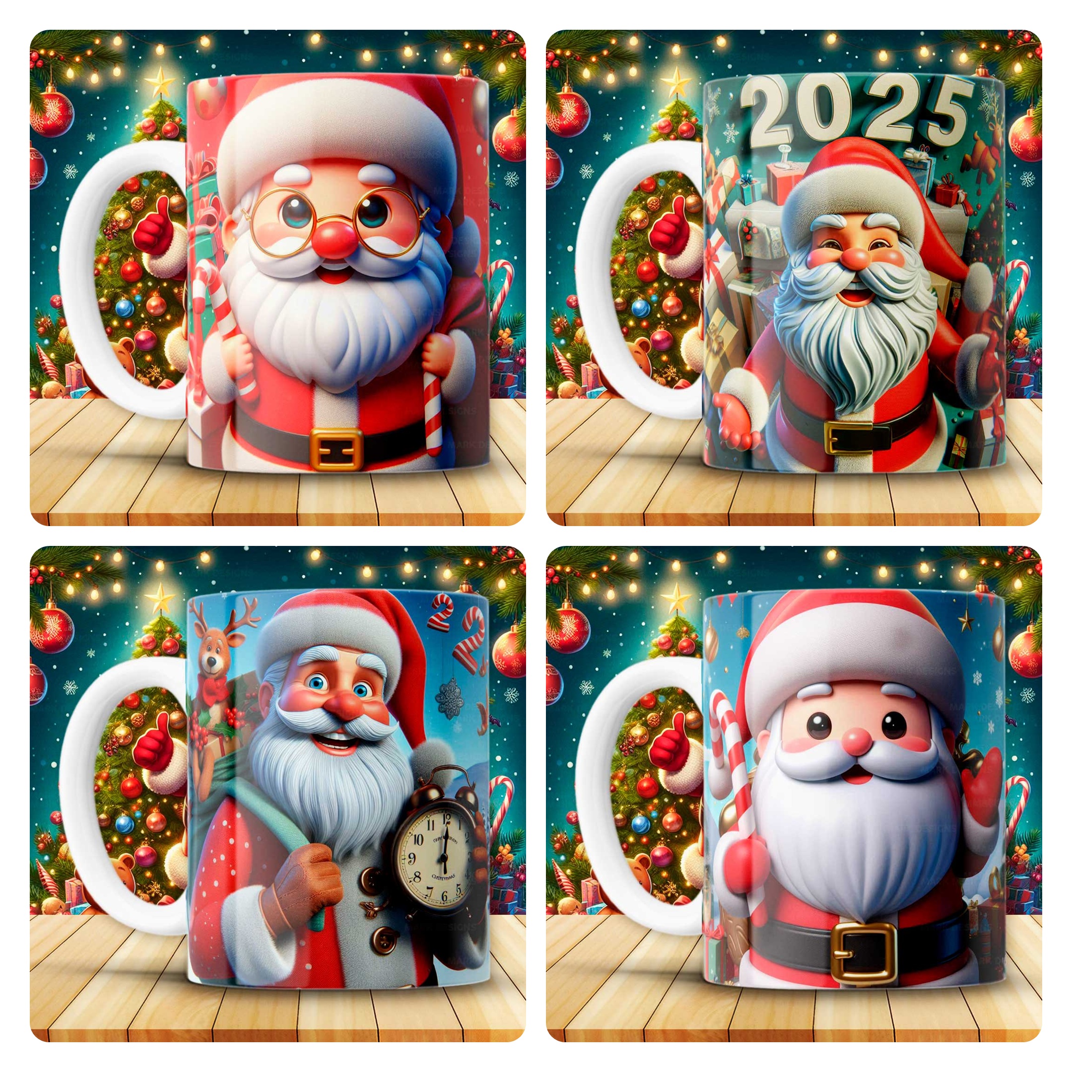 12 Artes para Caneca Papai Noel Arquivo em Jpg 1