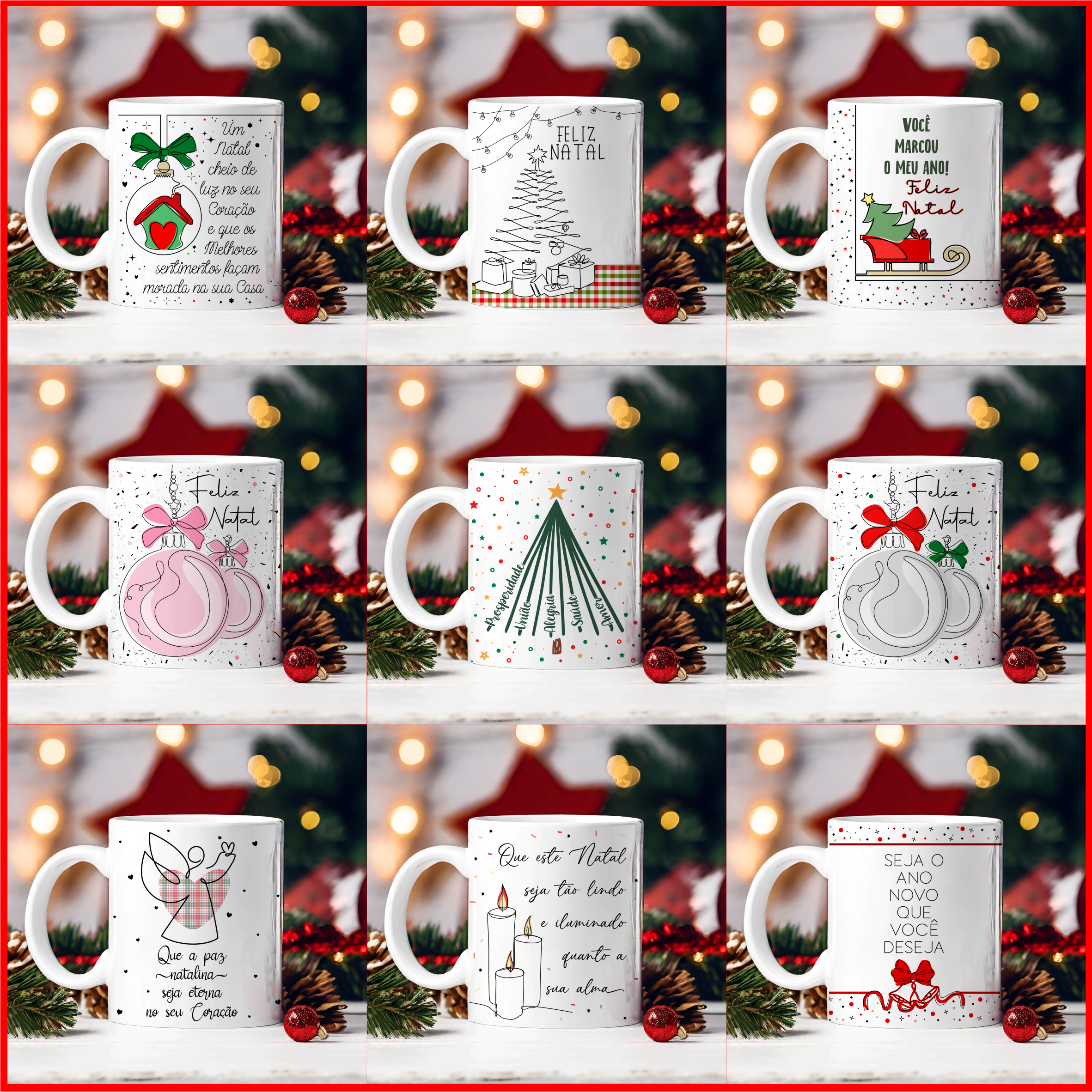 30 Artes para Caneca Natal em Linhas Arquivo em Png  6