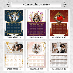 30 Artes para Calendário 2026 Arquivo Editável