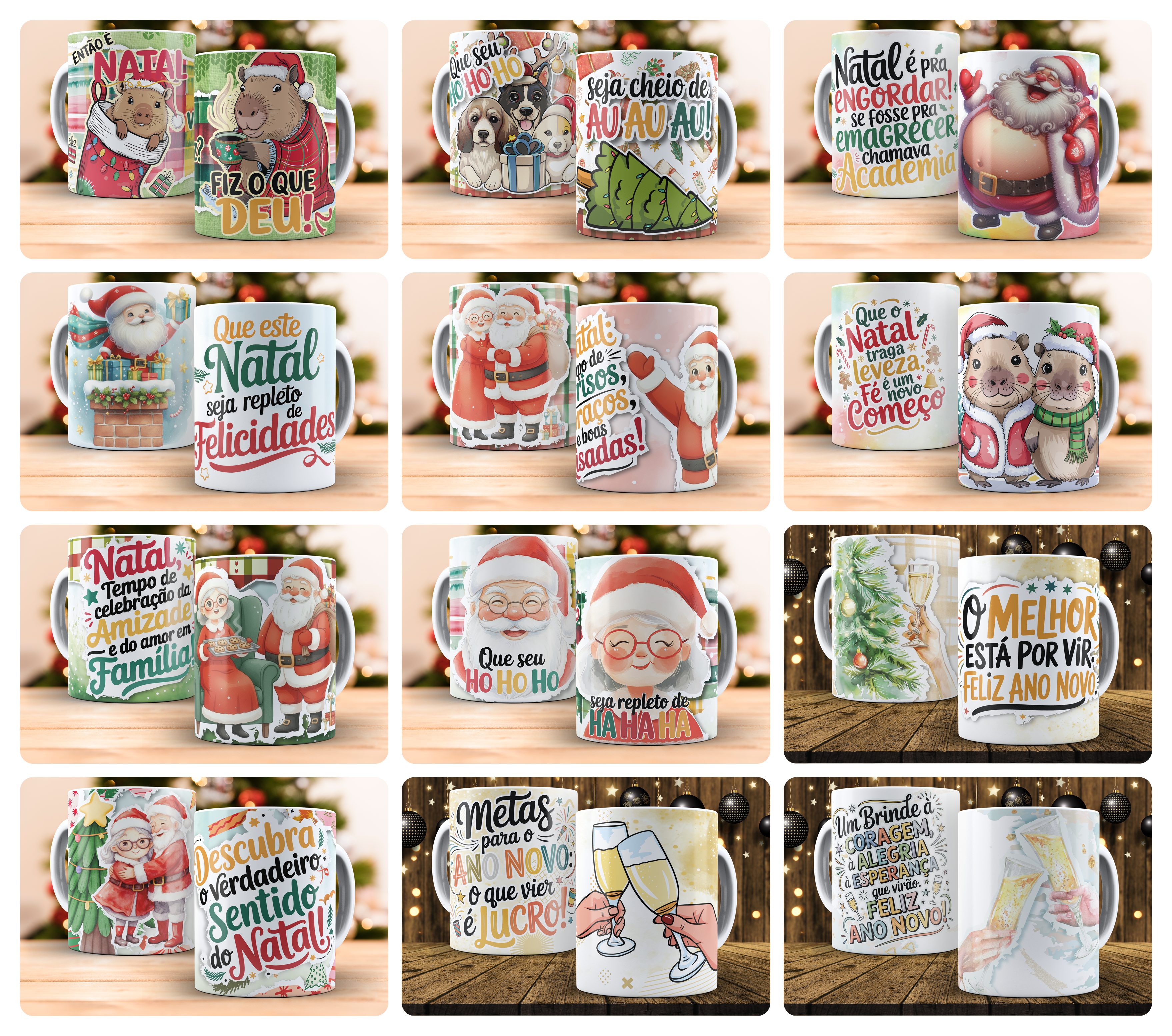 48 Artes para Caneca e Azueljo Então é natal (e Ano novo Também) Arquivo em PNG  1