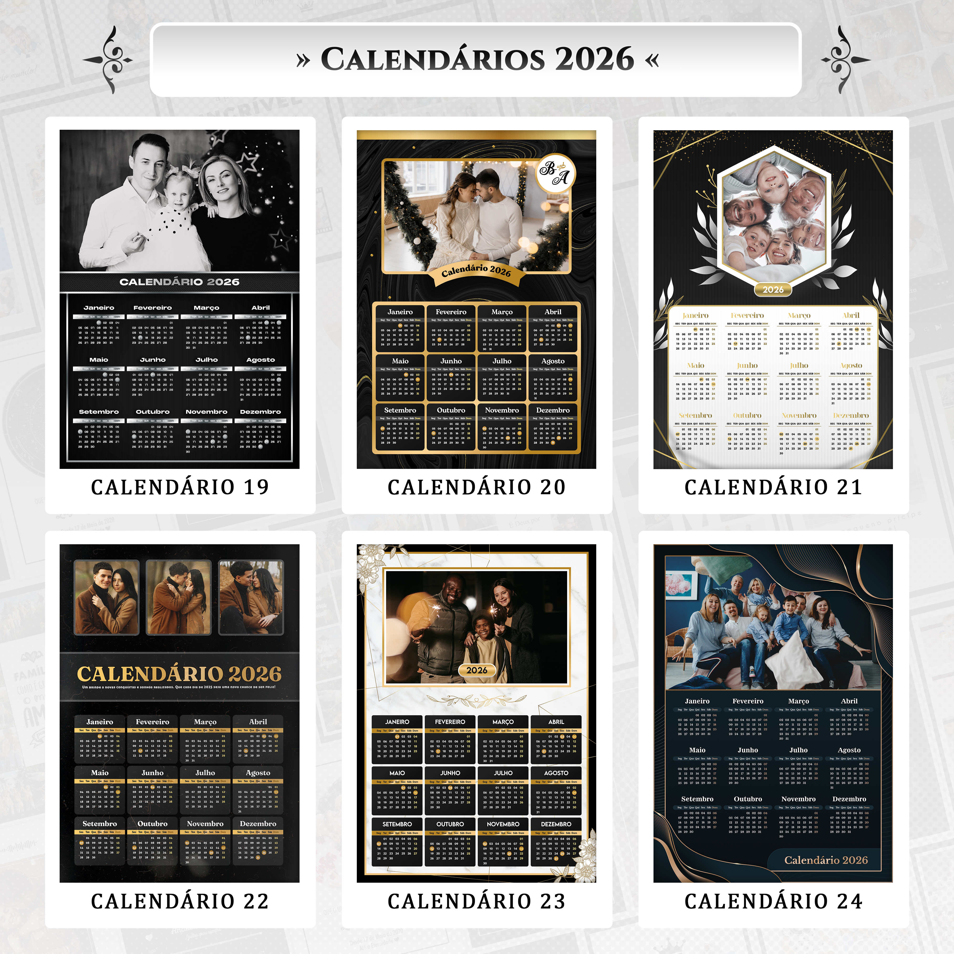 30 Artes para Calendário 2026 Arquivo Editável 2