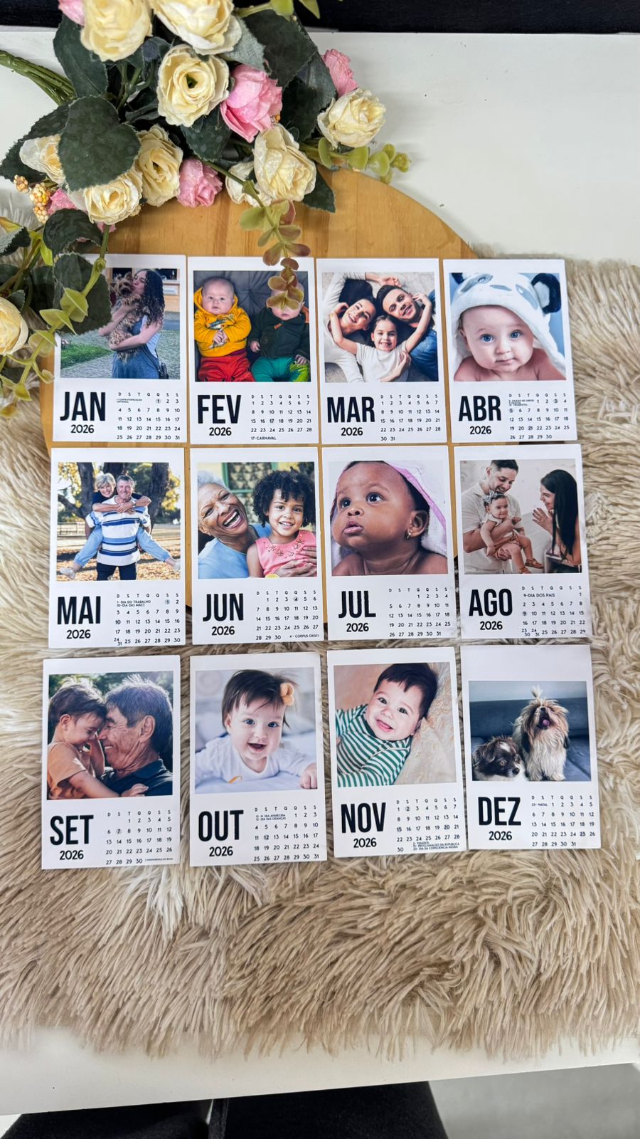Arquivo Calendário Polaroid 2026 (Português, English, Español) Arquivo em Png 1