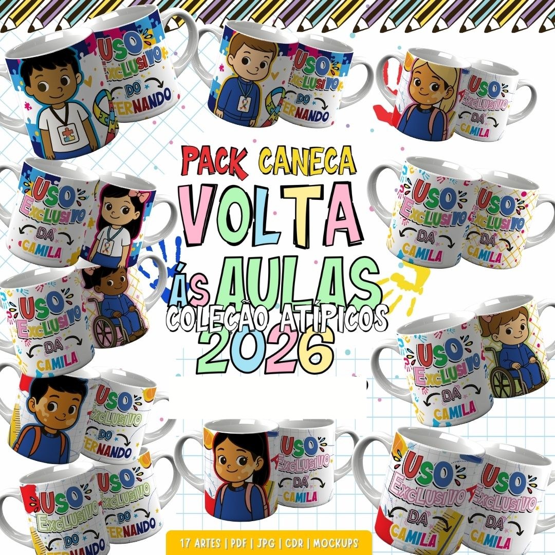 Combo Volta as aulas Squeeze, Caneca, Capa agenda, Toalhinhas e Muito mais Arquivo Editável 13