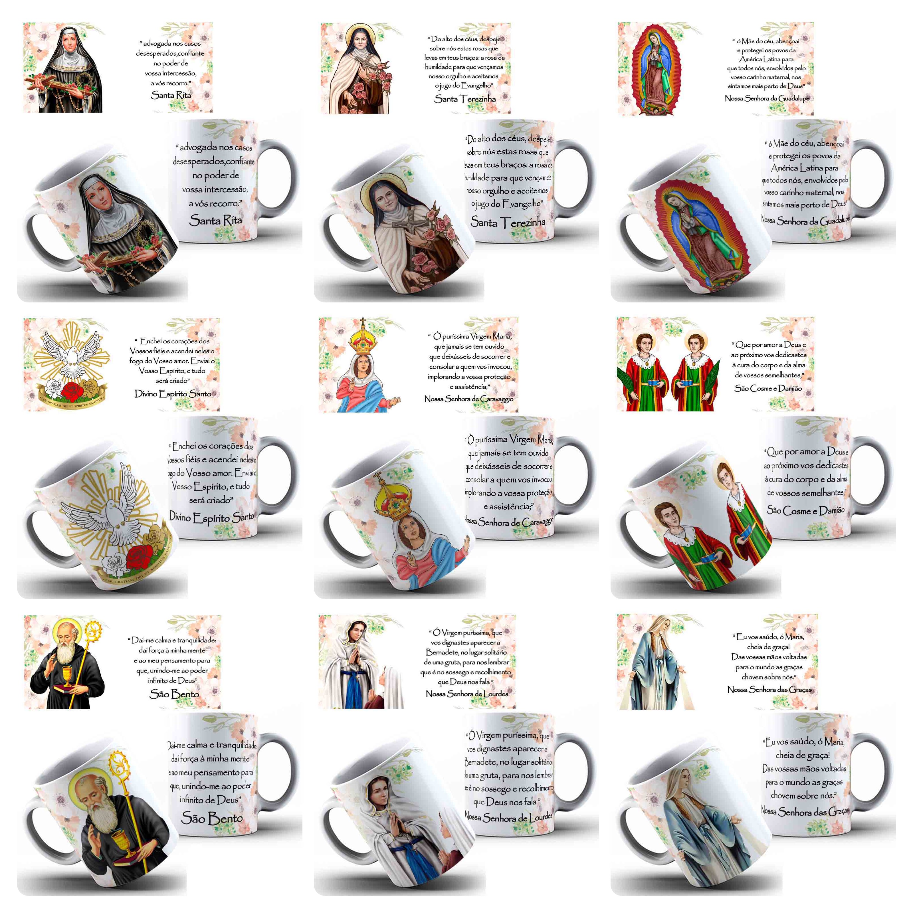44 Artes para Canecas Santos Católicos Arquivo Editável  2