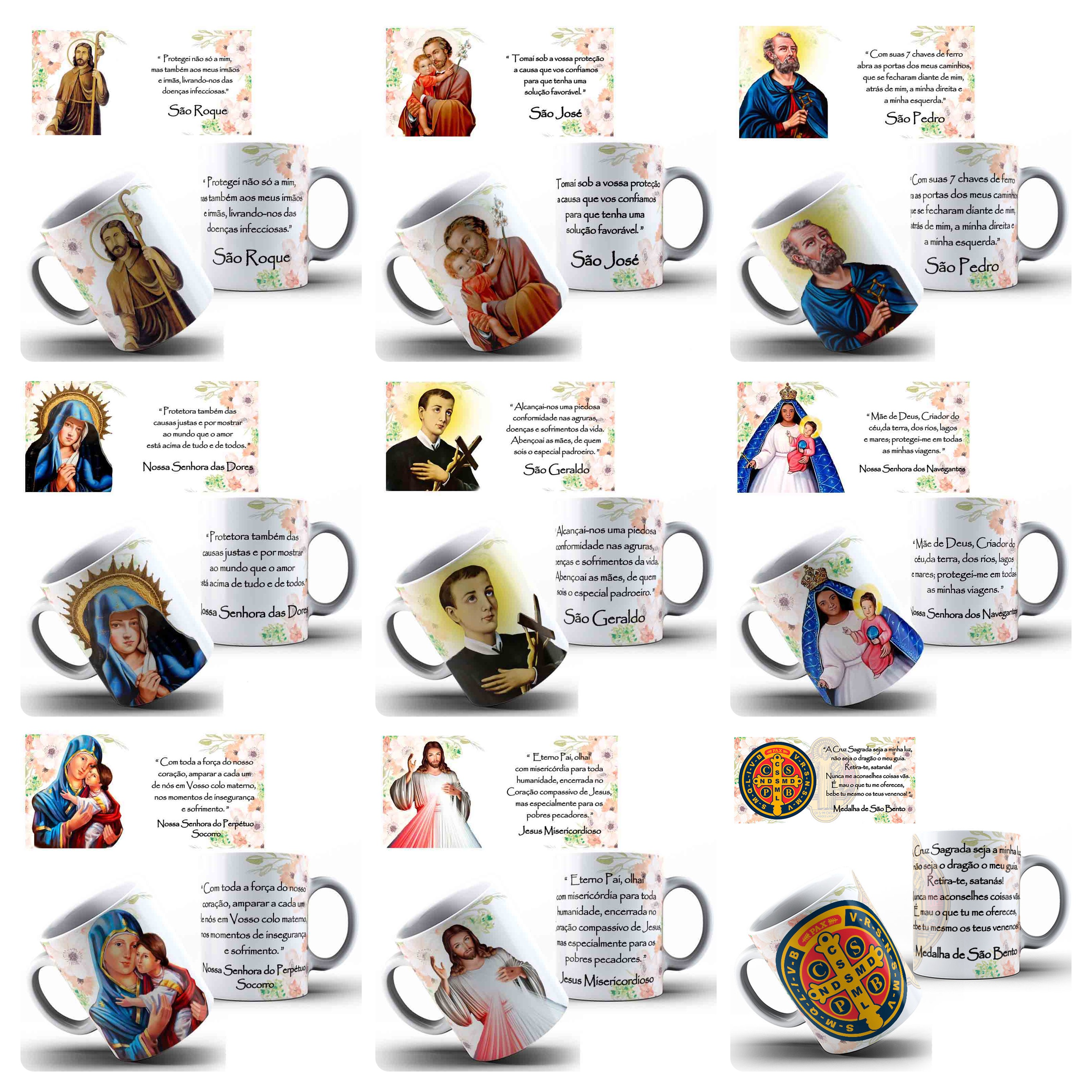 44 Artes para Canecas Santos Católicos Arquivo Editável  4