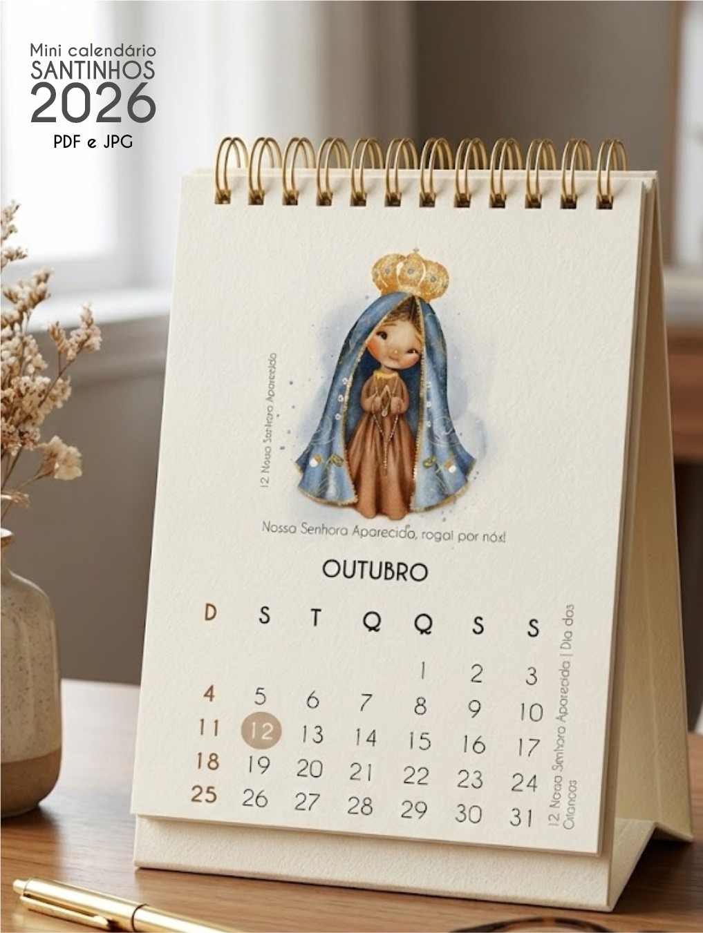 Arquivo Calendário de Mesa Santinhos 2026 Arquivo em Pdf  2