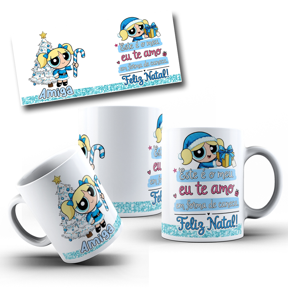 Arte Caneca Não é meu te amo em forma café meninas super poderosas Arquivo em Jpg 2