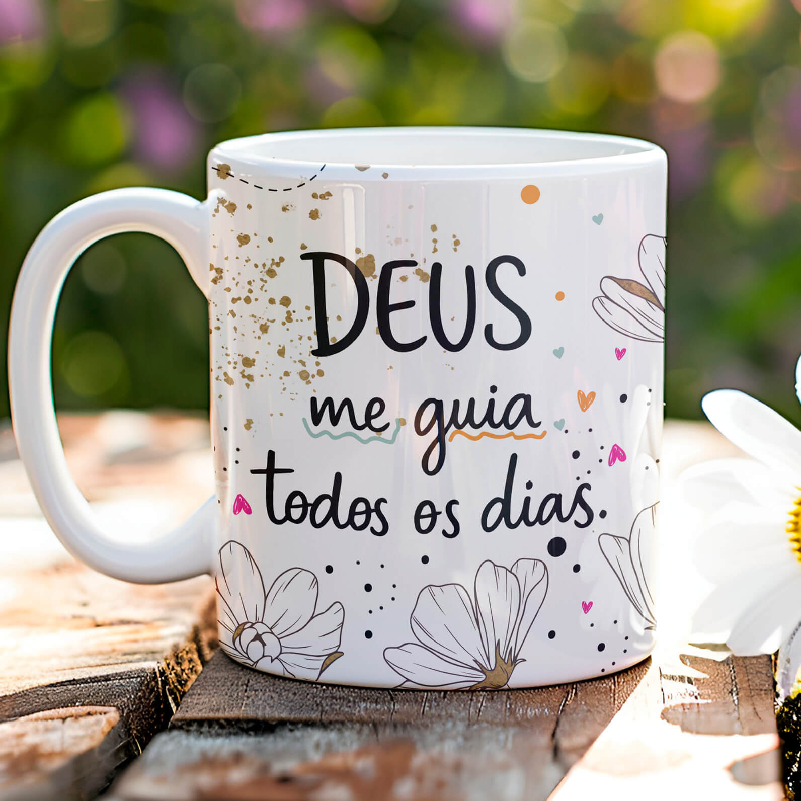 9 Artes para Caneca  Floral Letterings Frases Motivacional Deus Arquivo Editável  4