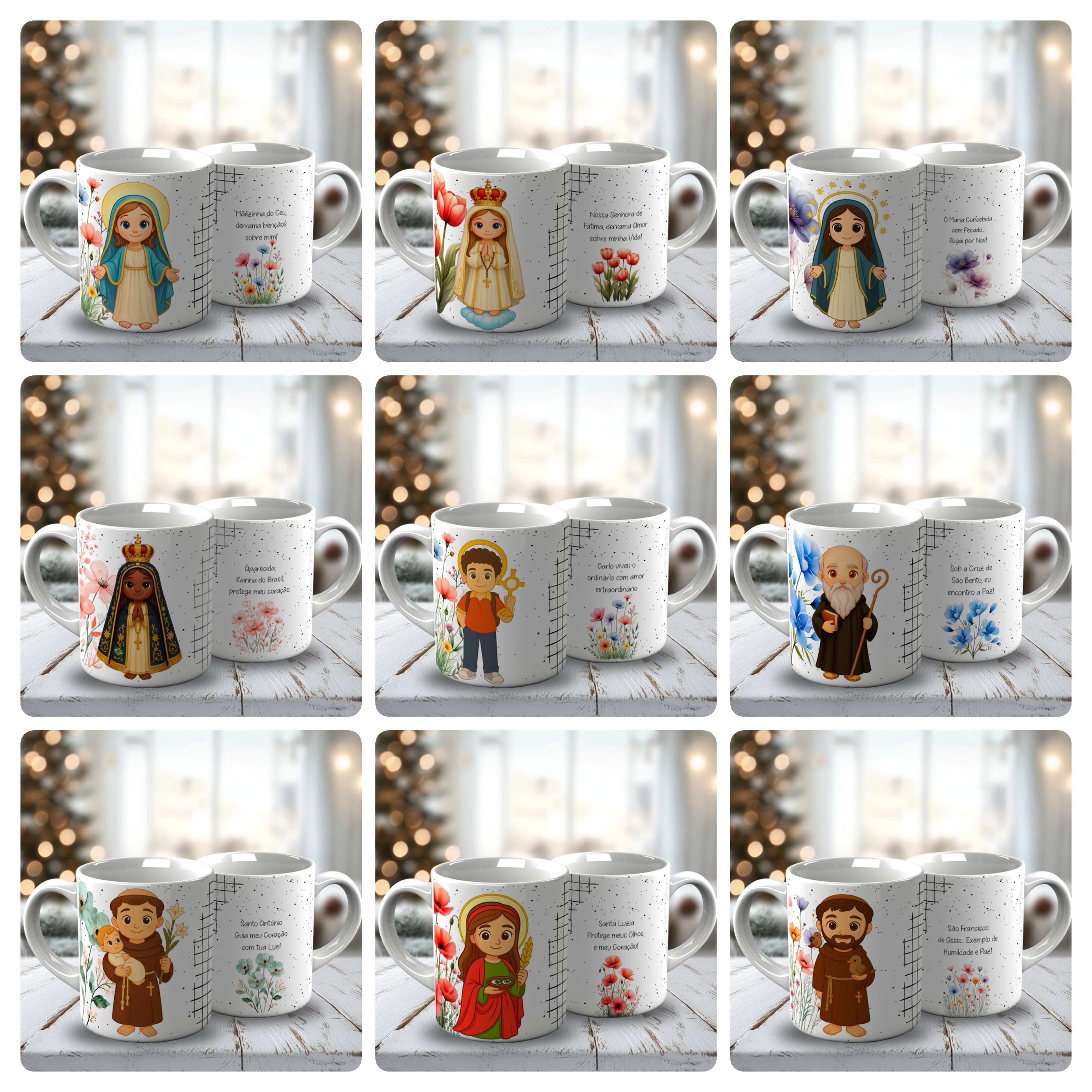 19 Artes para Caneca Santos Católicos Cute Arquivo Editável  2