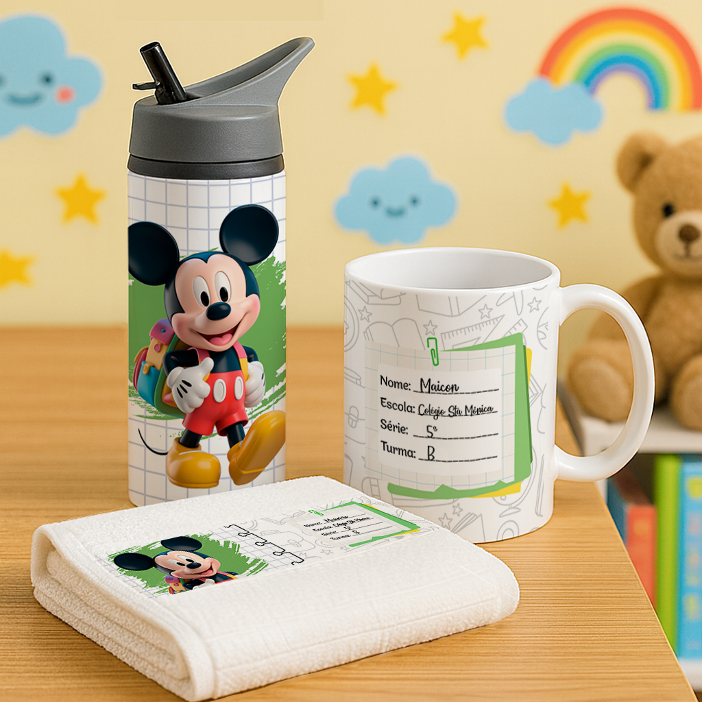 100 Artes para Caneca, Toalhinha e Garrafinha Personagens Volta as aulas Arquivo em Png 5