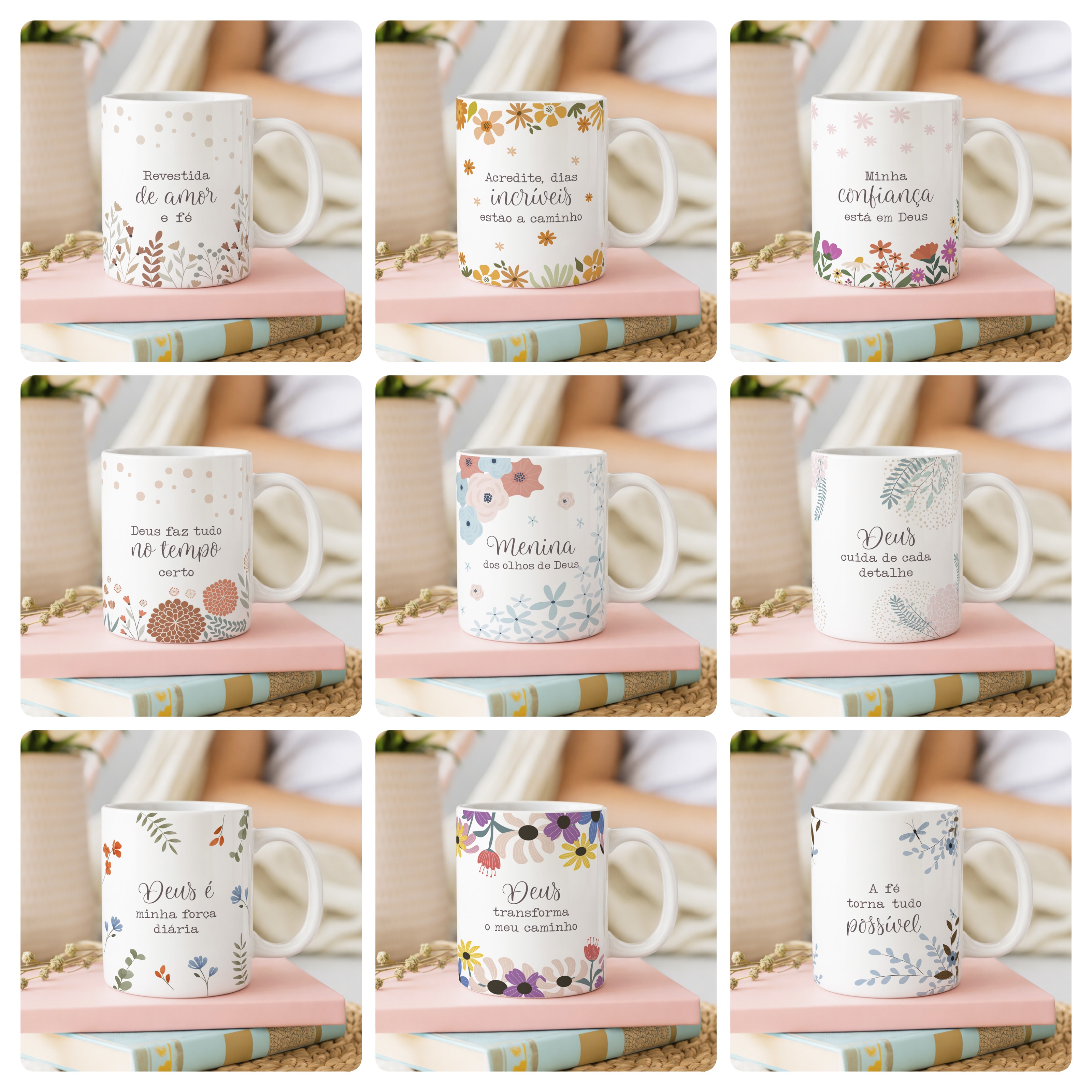 15 Artes para Canecas Fé Frases Motivacional Arquivo editável  1