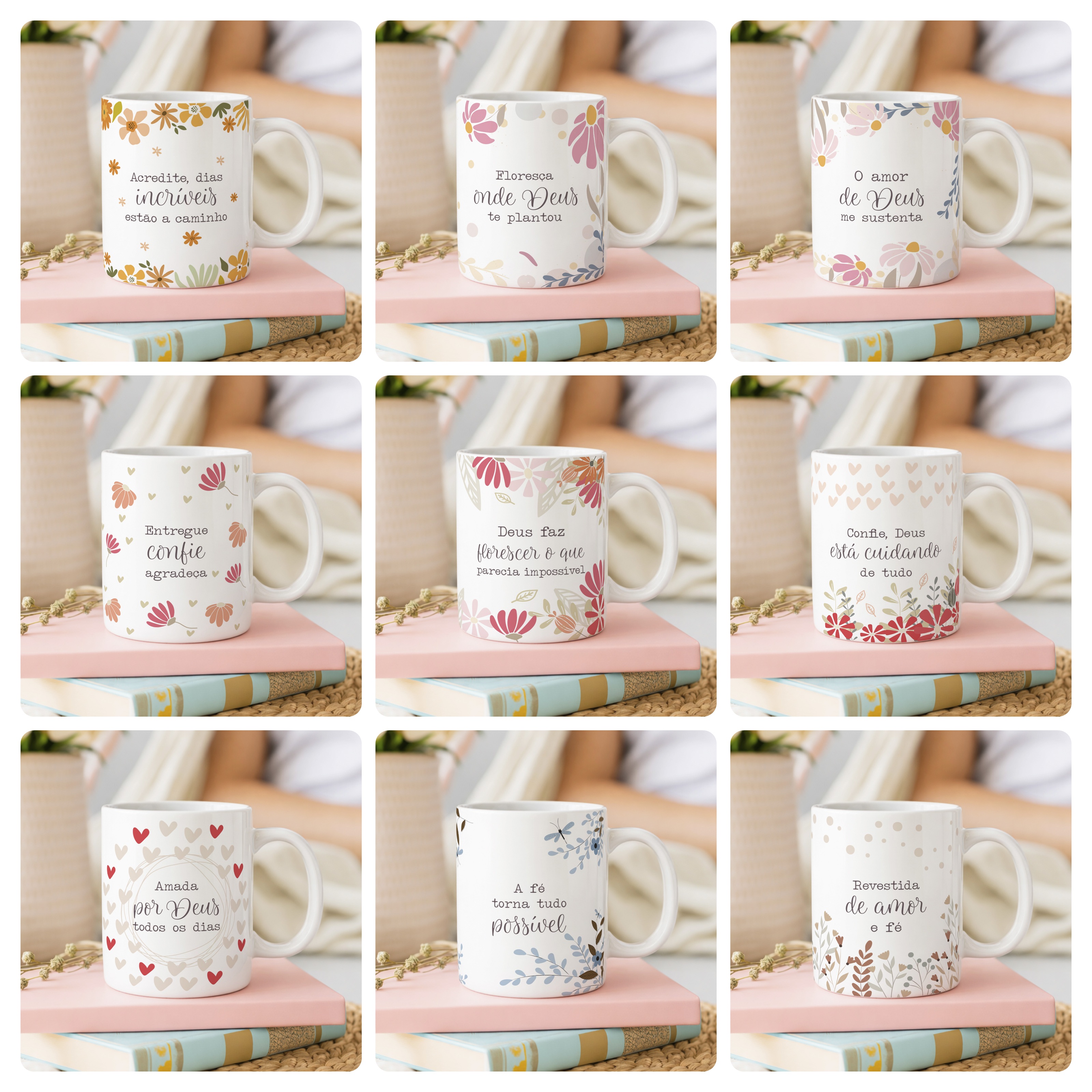 15 Artes para Canecas Fé Frases Motivacional Arquivo editável  2