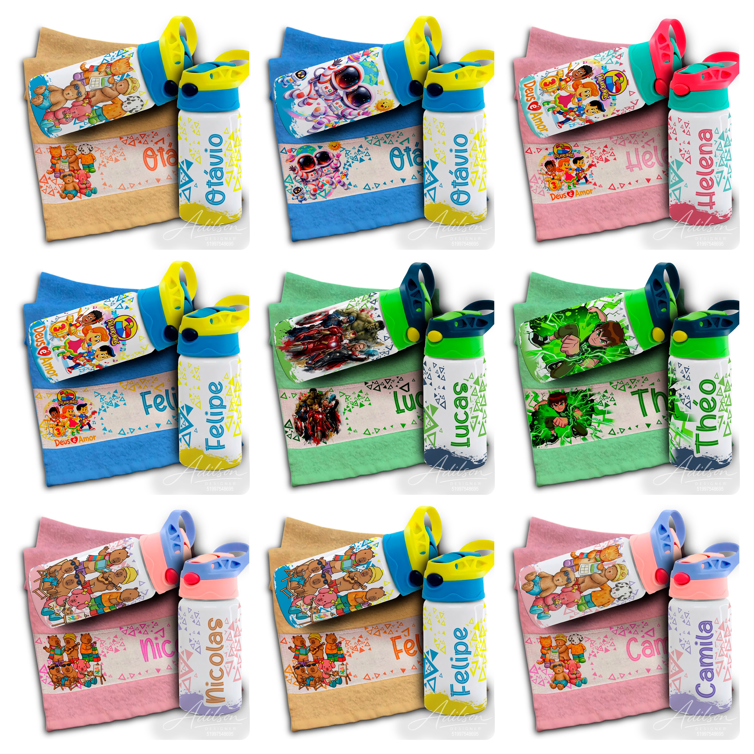 165 Artes para Toalinha Squeeze e Caneca Personagens Volta as Aulas Arquivo Editável  3