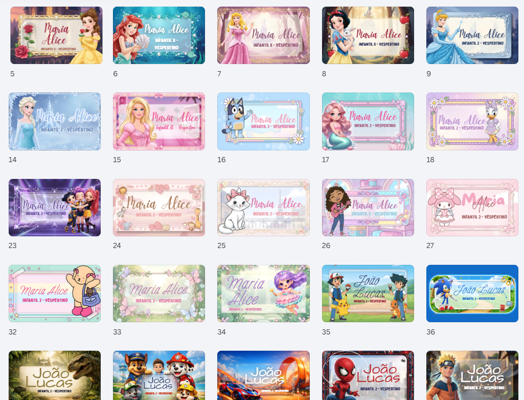 64 Artes para Etiquetas Escolares Personagens em Canva  3