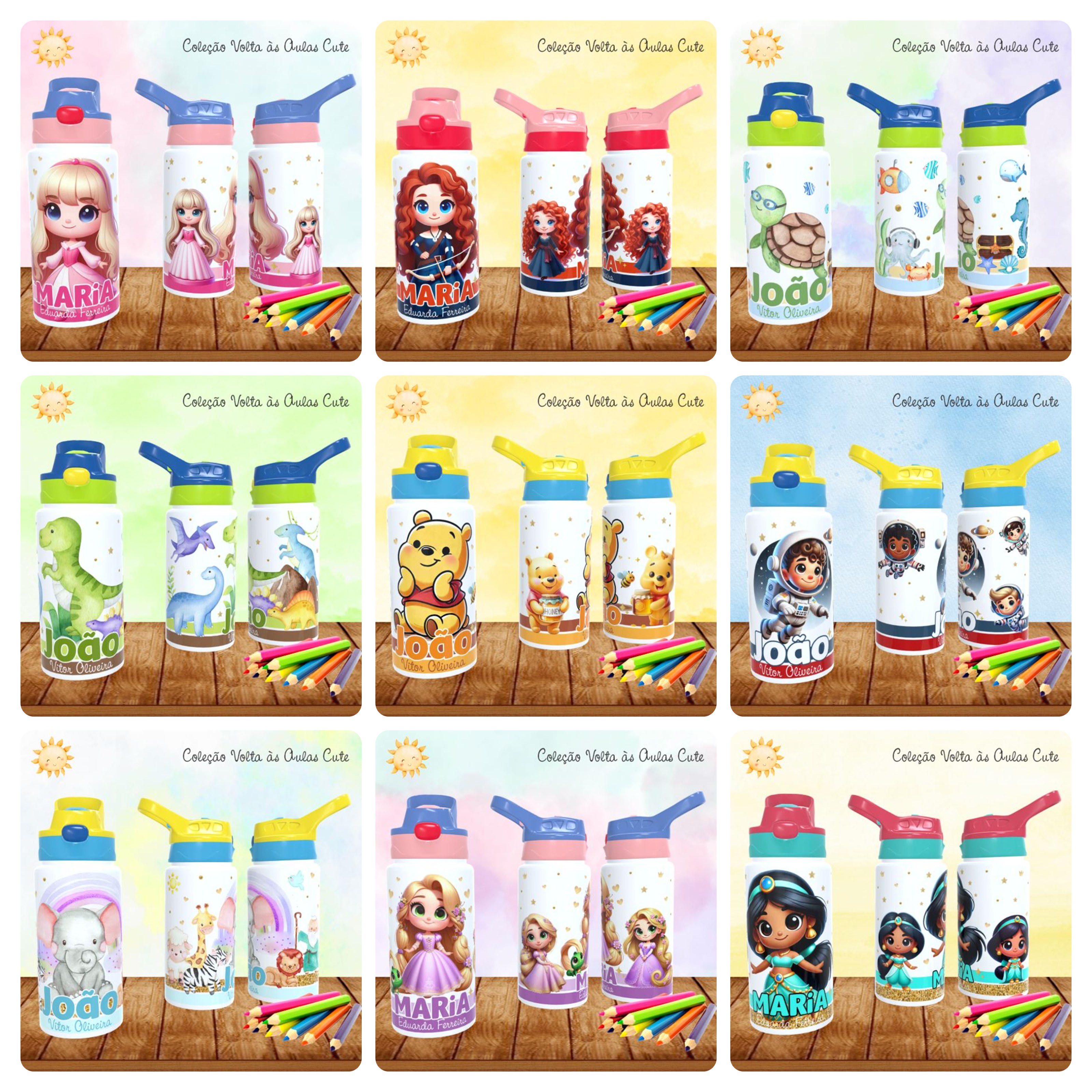 165 Artes para Toalinha Squeeze e Caneca Personagens Volta as Aulas Arquivo Editável  20