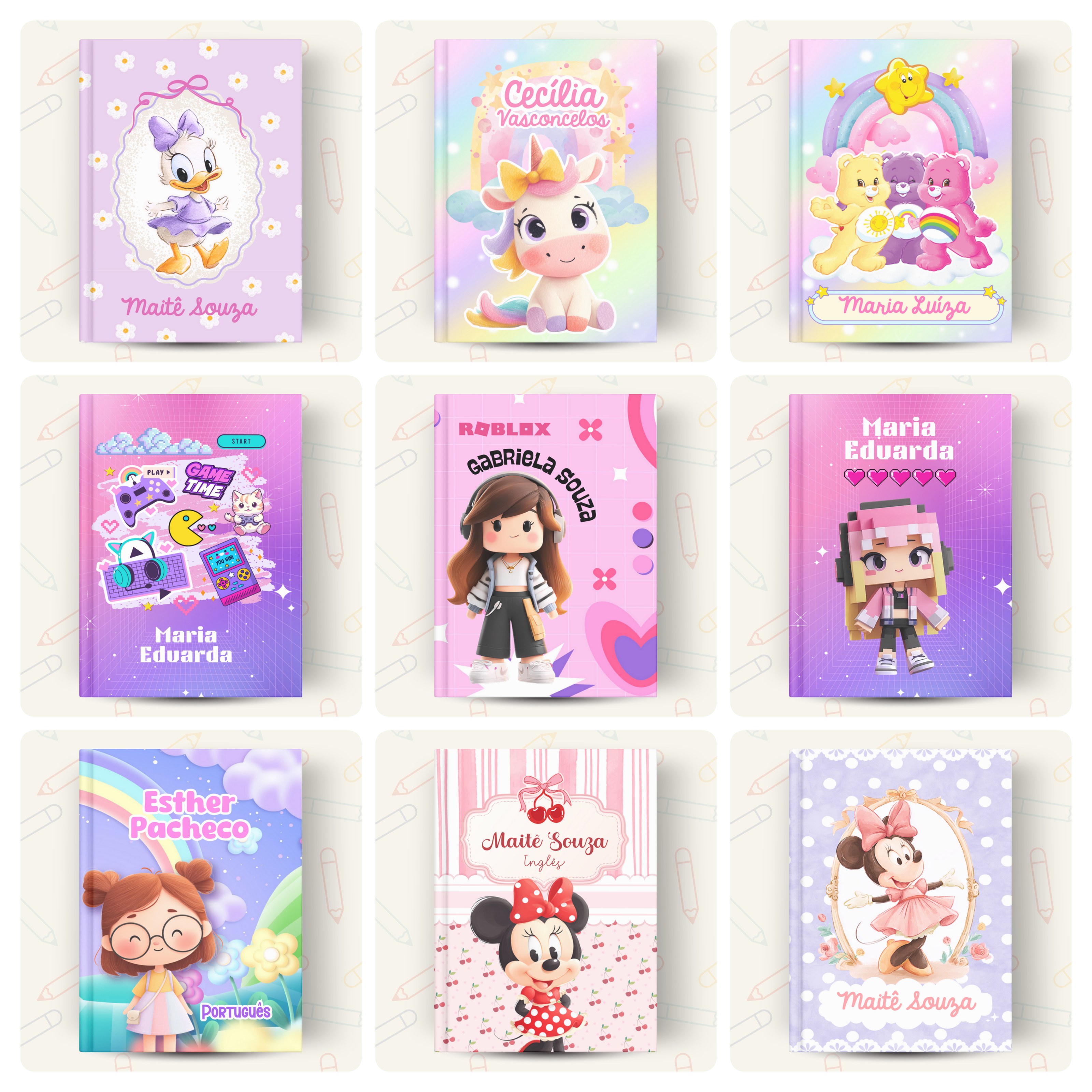 73 Artes para Capas de Caderno Personagens Volta às Aulas Arquivo em Canva 5