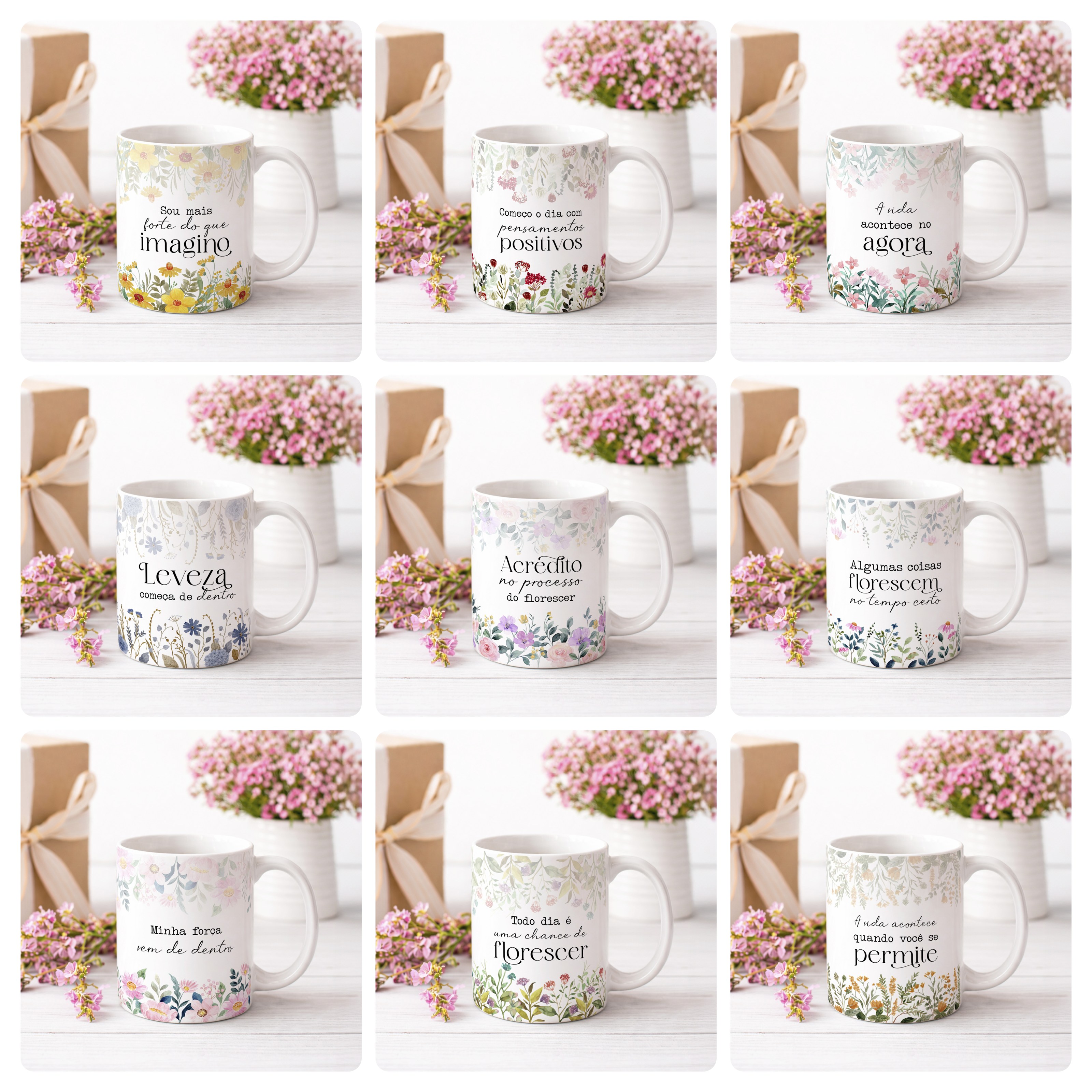 20 Artes para Caneca Frases Florescer Arquivo Editável 2