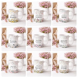 20 Artes para Caneca Frases Florescer Arquivo Editável