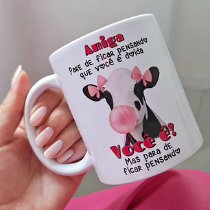 Arte Caneca Amiga pare de ficar pensando que você é doida. Você é, mas pare de ficar pensando em Jpg 