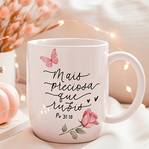 Arte Caneca Mais preciosa que rubis (Provérbios 3110) em Jpg
