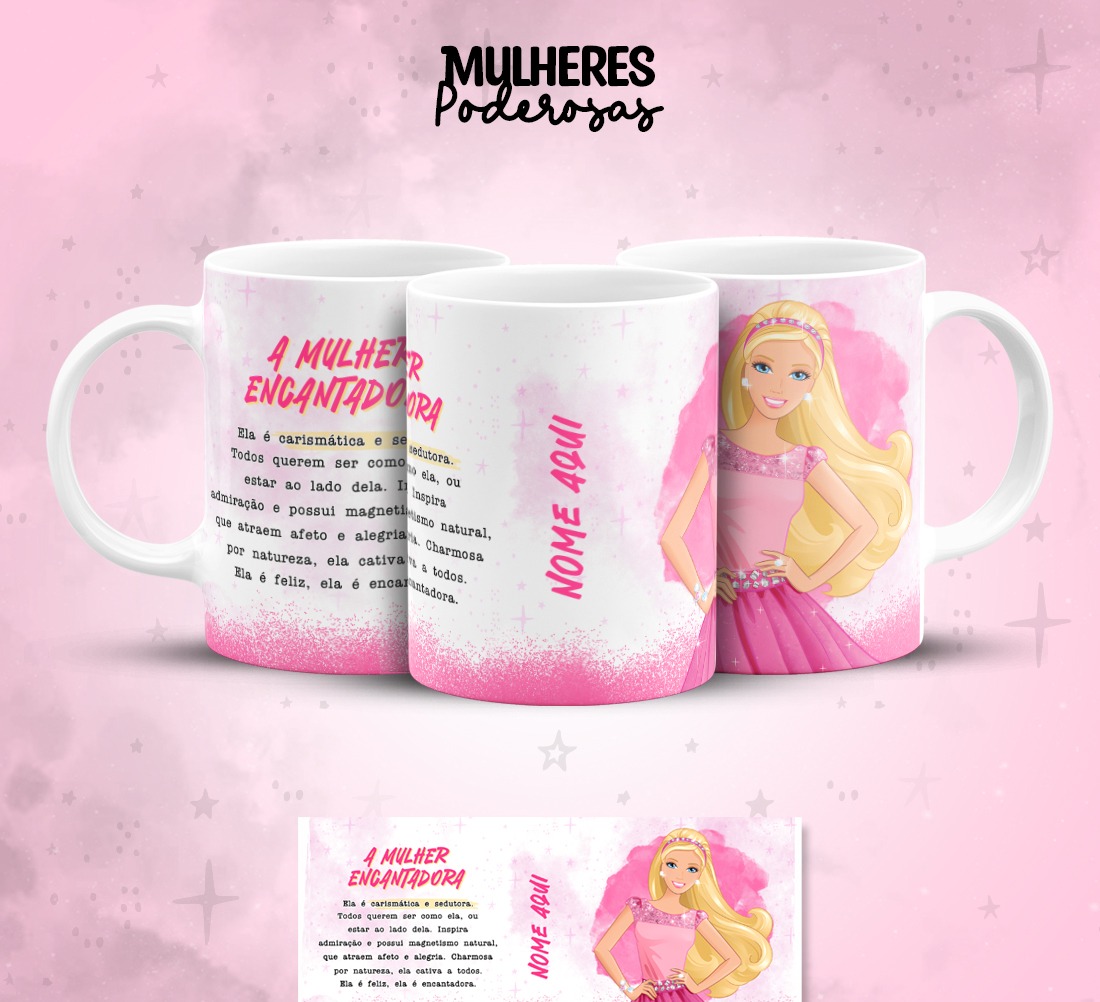 17 Artes para Caneca Dia das  Mulheres Personagens Arquivo em Jpg  4