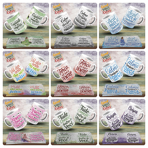 25 Artes para Caneca Frases Good Vibes das Cores Arquivo em Png