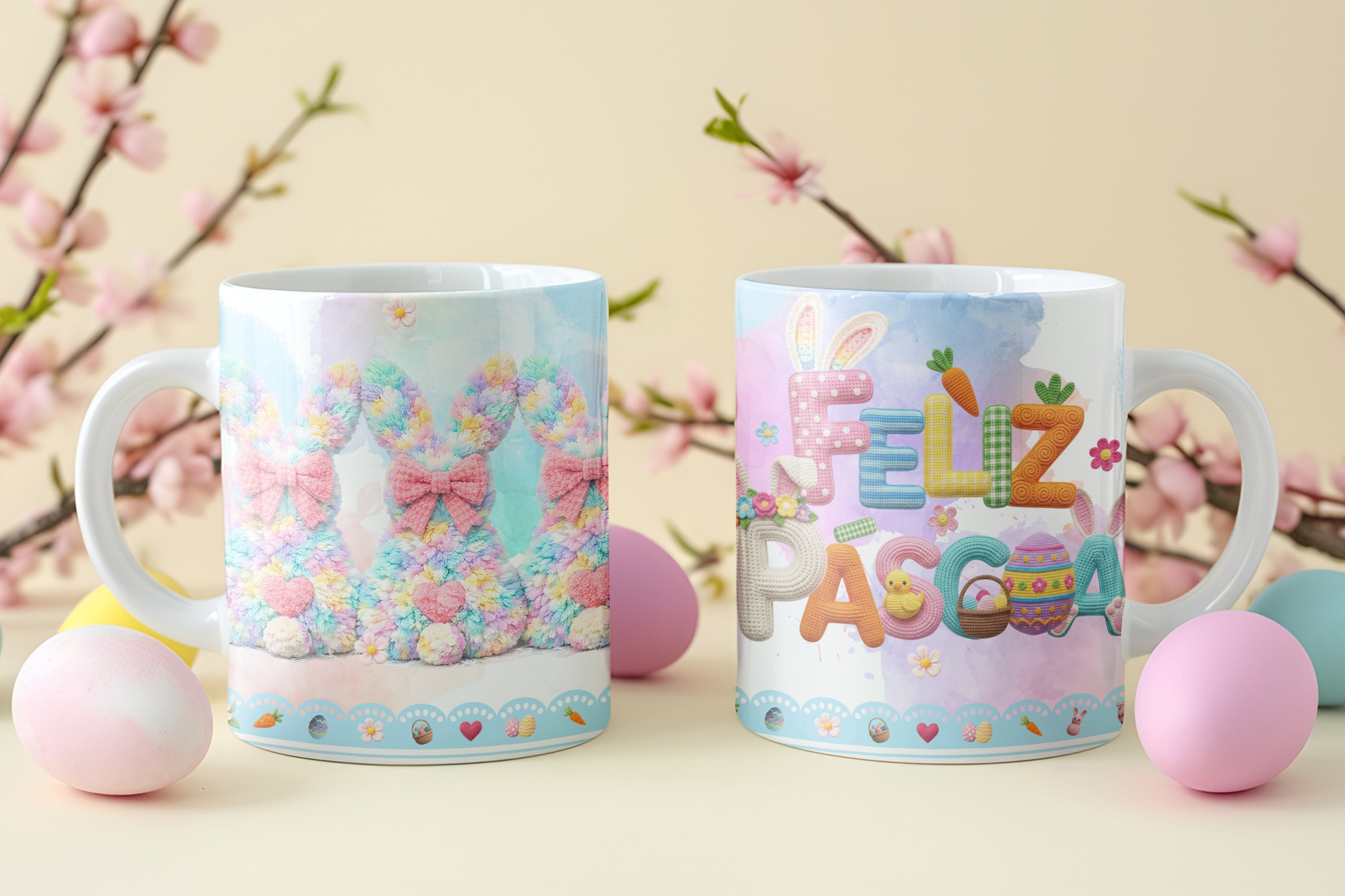 8 Artes para Caneca Feliz Páscoa Coelhinho Arquivo em Png  4