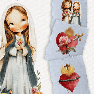 Kit Digital Sagrado Coração de Maria e Jesus Arquivos em Png