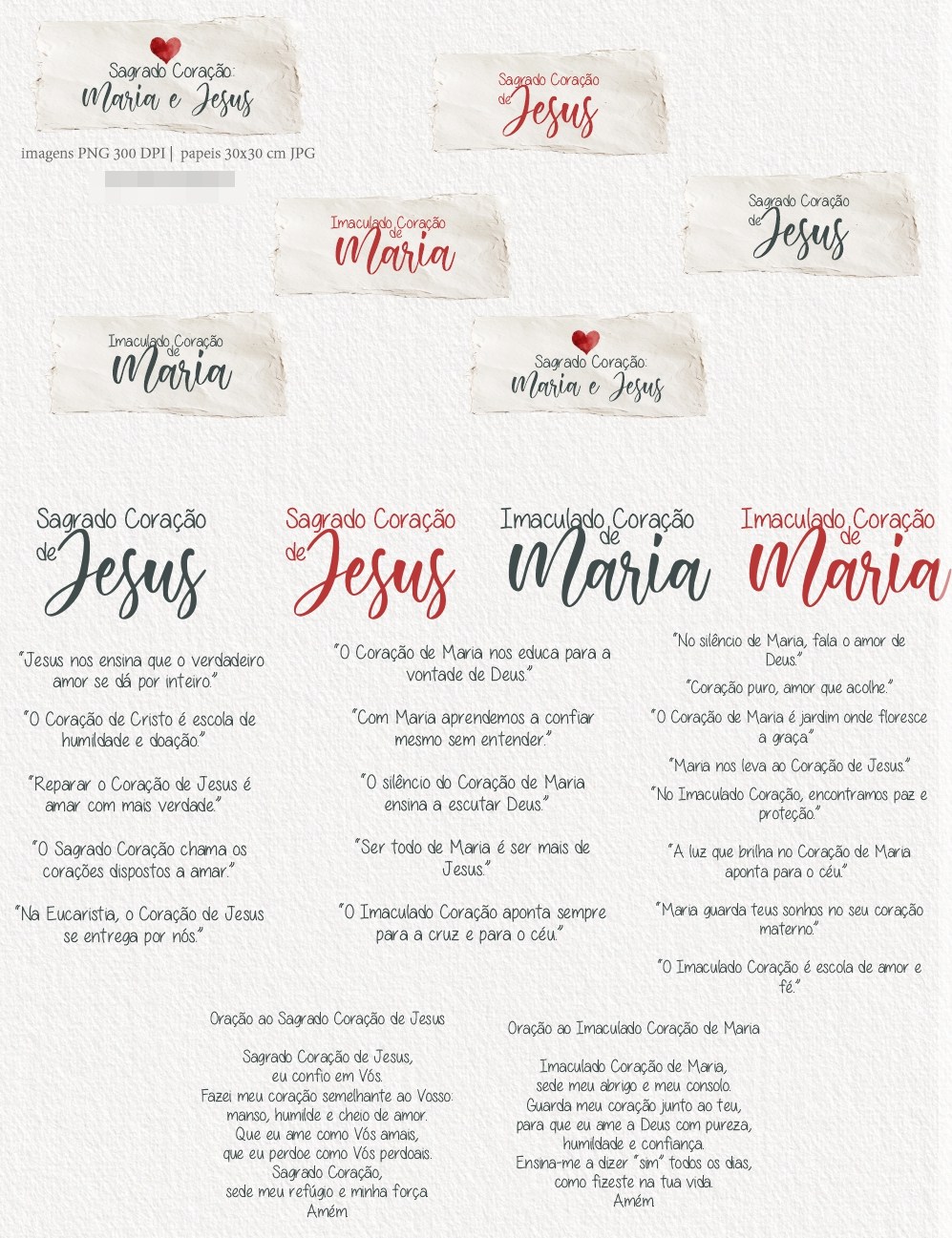 Kit Digital Sagrado Coração de Maria e Jesus Arquivos em Png 4