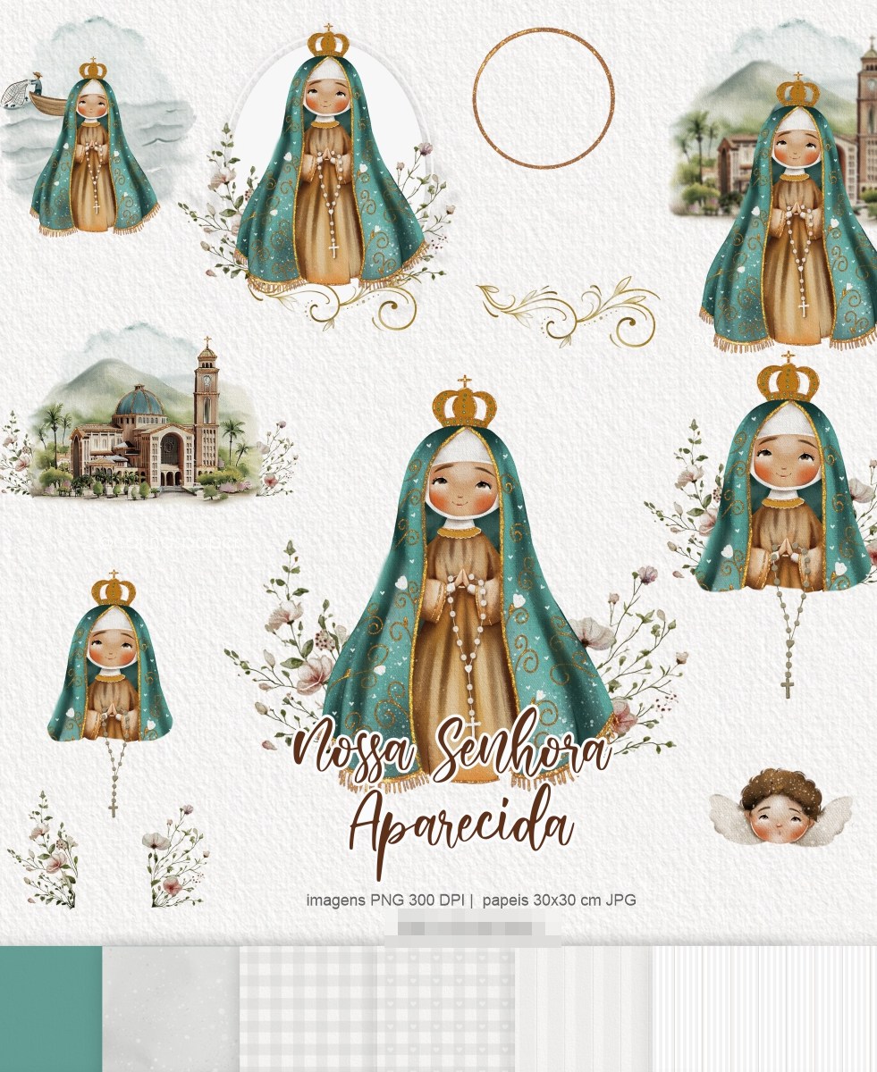 Kit Digital Nossa Senhora Aparecida Arquivos em Png  2