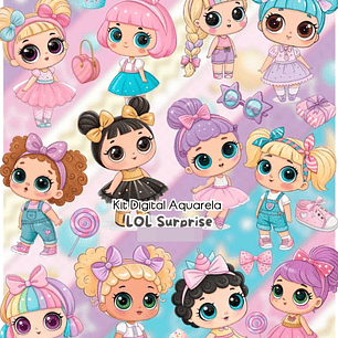 Kit Digital Lol Surprise Aquarela Arquivos em Png