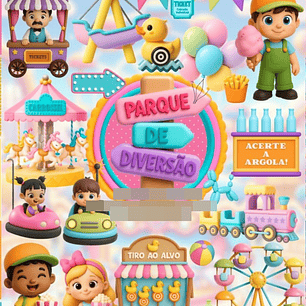 Kit Digital Parque De Diversões 3D Arquivos em Png