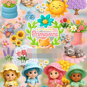 Kit Digital Primavera Floral 3D Arquivos em Png