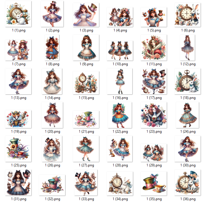 Kit Digital Alice no Pais das Maravilhas Morena Arquivos em Png  2