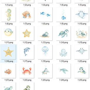 Kit Digital Fundo do Mar Tartaruga Arquivos em Png