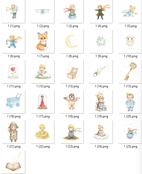 Kit Digital Pequeno Principe Aquarelado Arquivos em Png  2