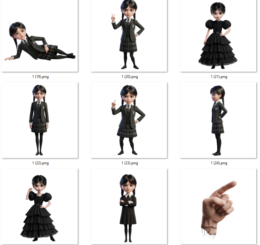 Kit Digital Wandinha Arquivos em Png 2