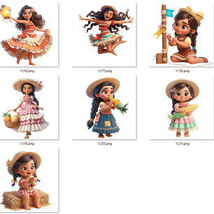 Kit Digital Moana Festa Junina Arquivos em Png